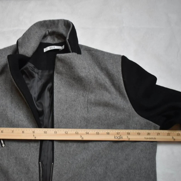 Asilio Coat Midi Colorblock Sz S Wool Preppy Academia Minimalist Neutral - Picture 13 of 16